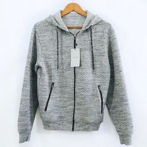 ZARA MAN Grey Marled Textured Zip Up Hoodie
